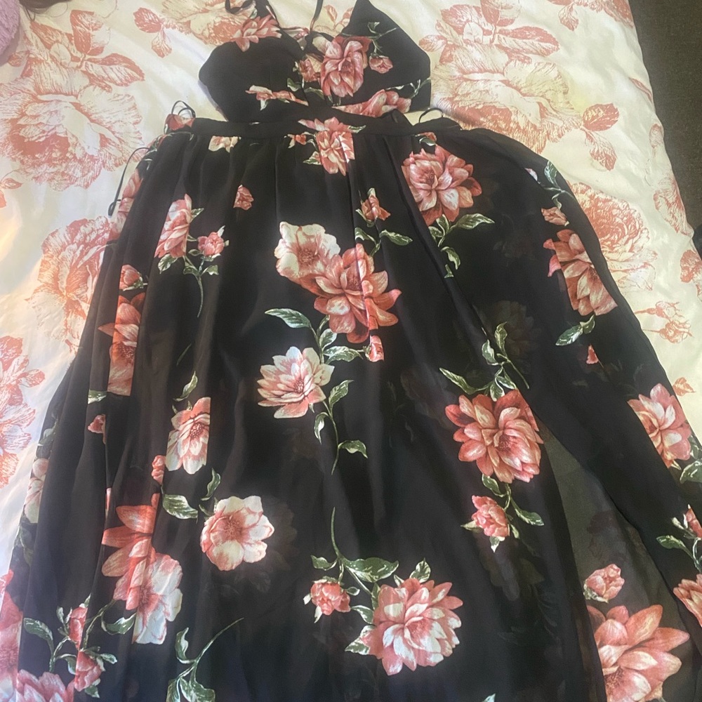 Black floral cutout dress